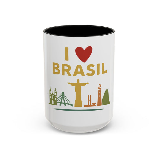 I  Brasil Accent Coffee Mug - Perfect Gift for Travel Lovers, Home Decor, Coffee Enthusiasts, Brazil Souvenir, Daily Use Mug