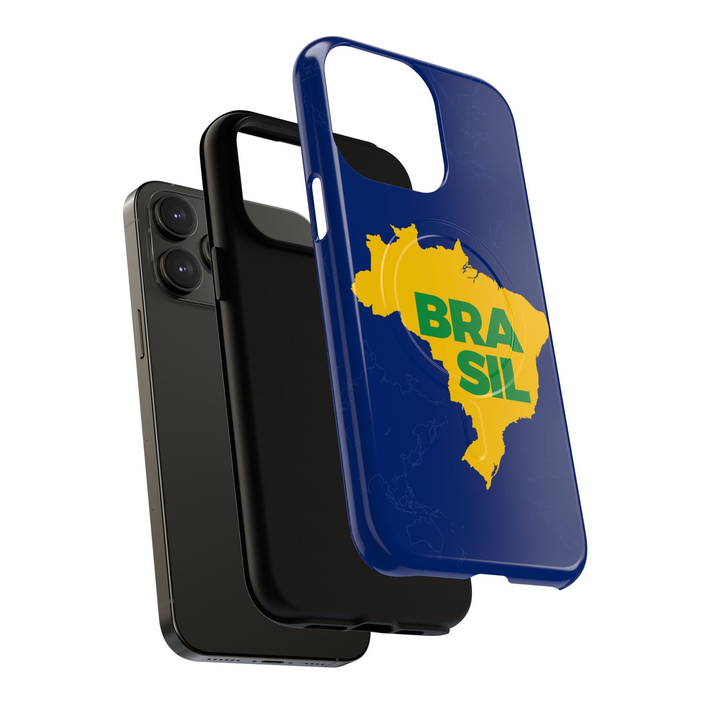Capa MagSafe iPhone "BRASIL" Mapa Mundi - Case Magnética Premium (iPhone 13 ao 17 Pro Max)