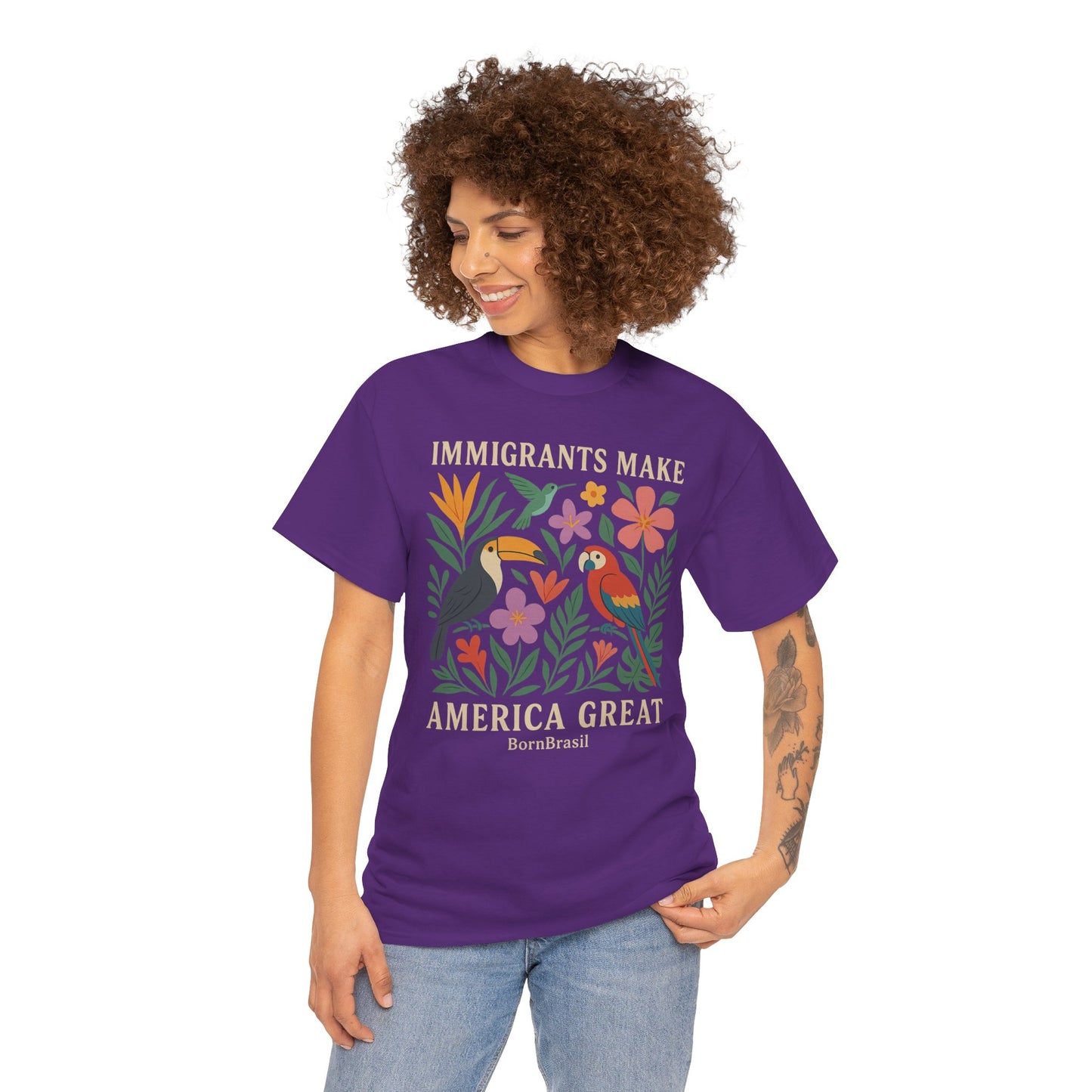 Camiseta Feminina Immigrants Make America Great – Floresta Brasileira | BornBrasil
