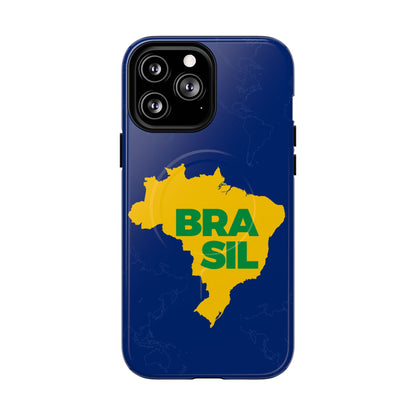 Capa MagSafe iPhone "BRASIL" Mapa Mundi - Case Magnética Premium (iPhone 13 ao 17 Pro Max)