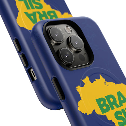 Capa MagSafe iPhone "BRASIL" Mapa Mundi - Case Magnética Premium (iPhone 13 ao 17 Pro Max)
