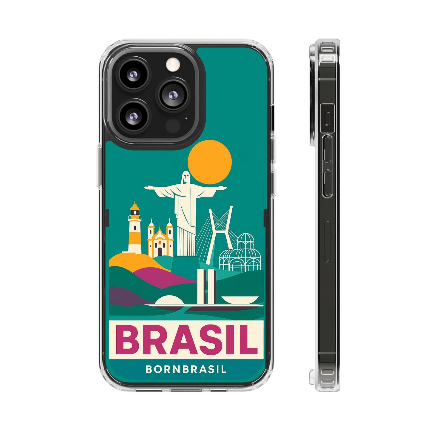 Capa MagSafe Transparente "Cartão Postal" – Monumentos do Brasil (iPhone 12 ao 16 Pro Max)