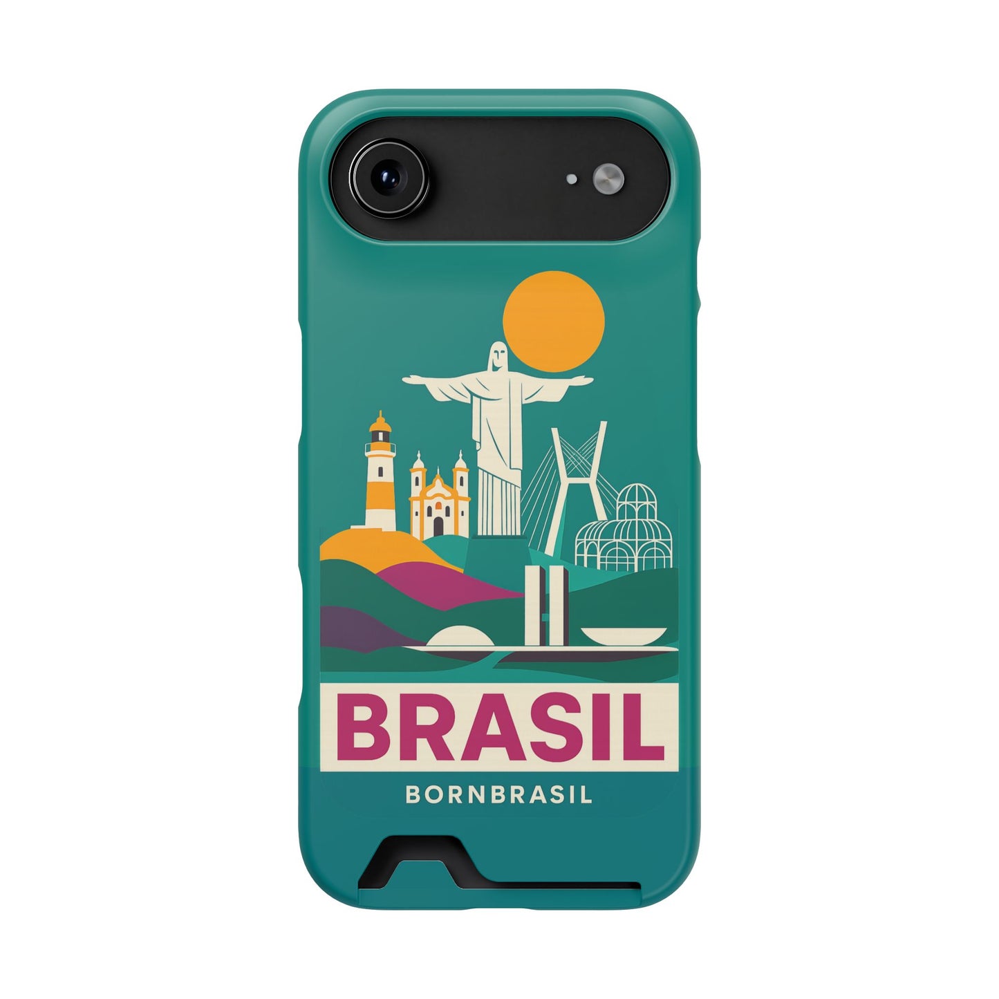 Capa Porta-Cartão iPhone "Aquarela do Brasil" - Wallet Case Vintage (iPhone 13 ao 17 Pro Max)