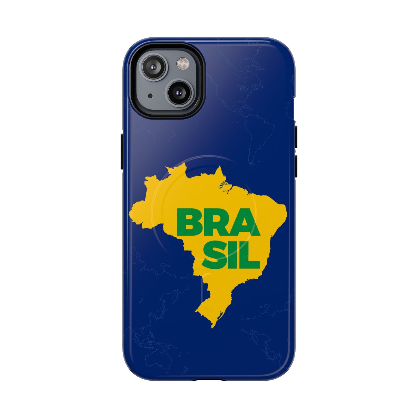 Capa MagSafe iPhone "BRASIL" Mapa Mundi - Case Magnética Premium (iPhone 13 ao 17 Pro Max)