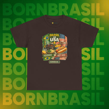 Camiseta Masculina BornBrasil Feijoada vs Hot Dog