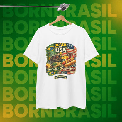 Camiseta Masculina BornBrasil Feijoada vs Hot Dog