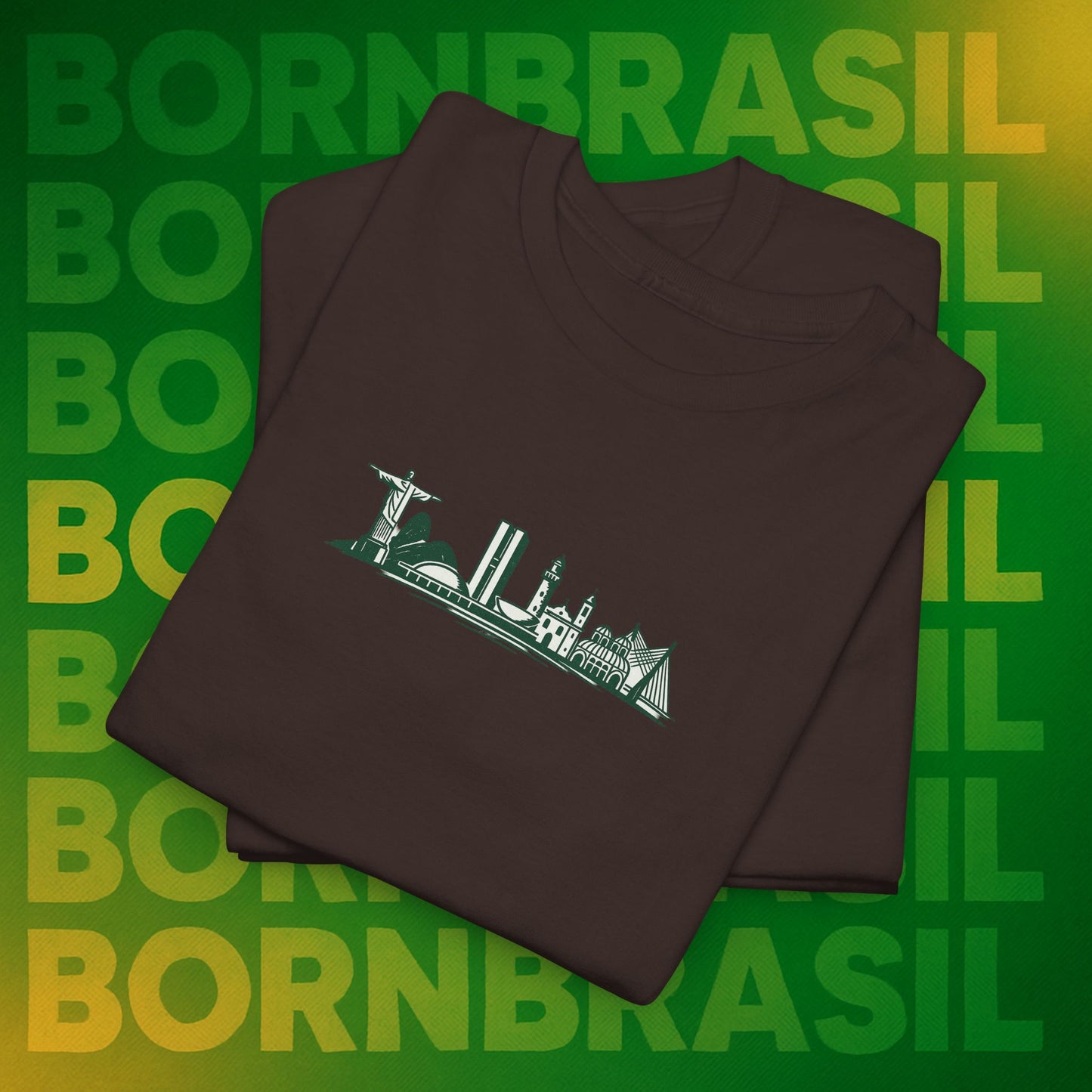 Camiseta Brasil – Skyline Nacional Hand-Drawn BornBrasil