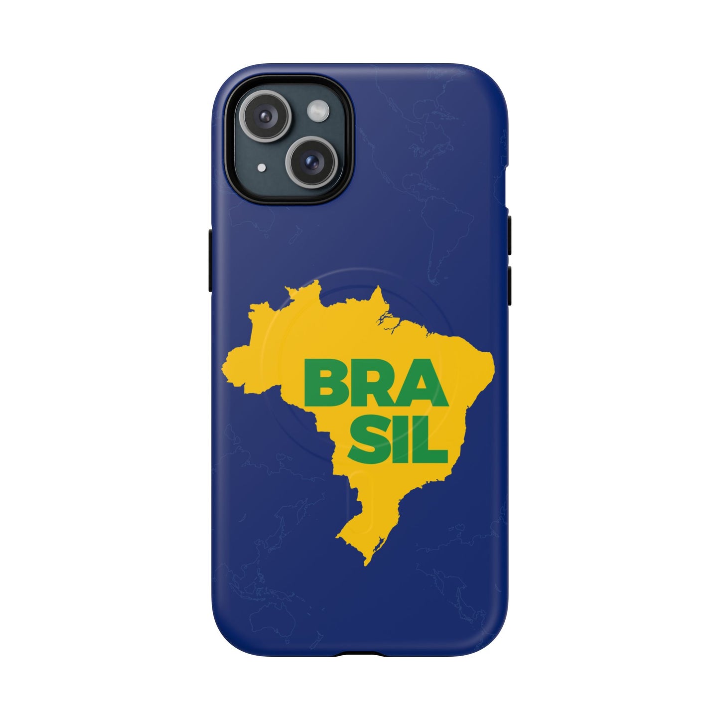 Capa MagSafe iPhone "BRASIL" Mapa Mundi - Case Magnética Premium (iPhone 13 ao 17 Pro Max)