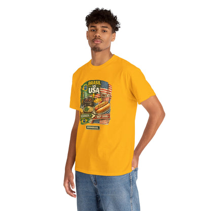 Camiseta Masculina BornBrasil Feijoada vs Hot Dog