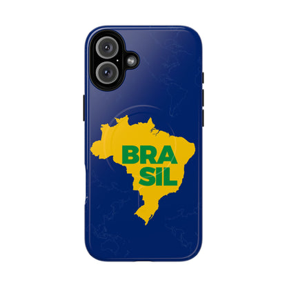 Capa MagSafe iPhone "BRASIL" Mapa Mundi - Case Magnética Premium (iPhone 13 ao 17 Pro Max)
