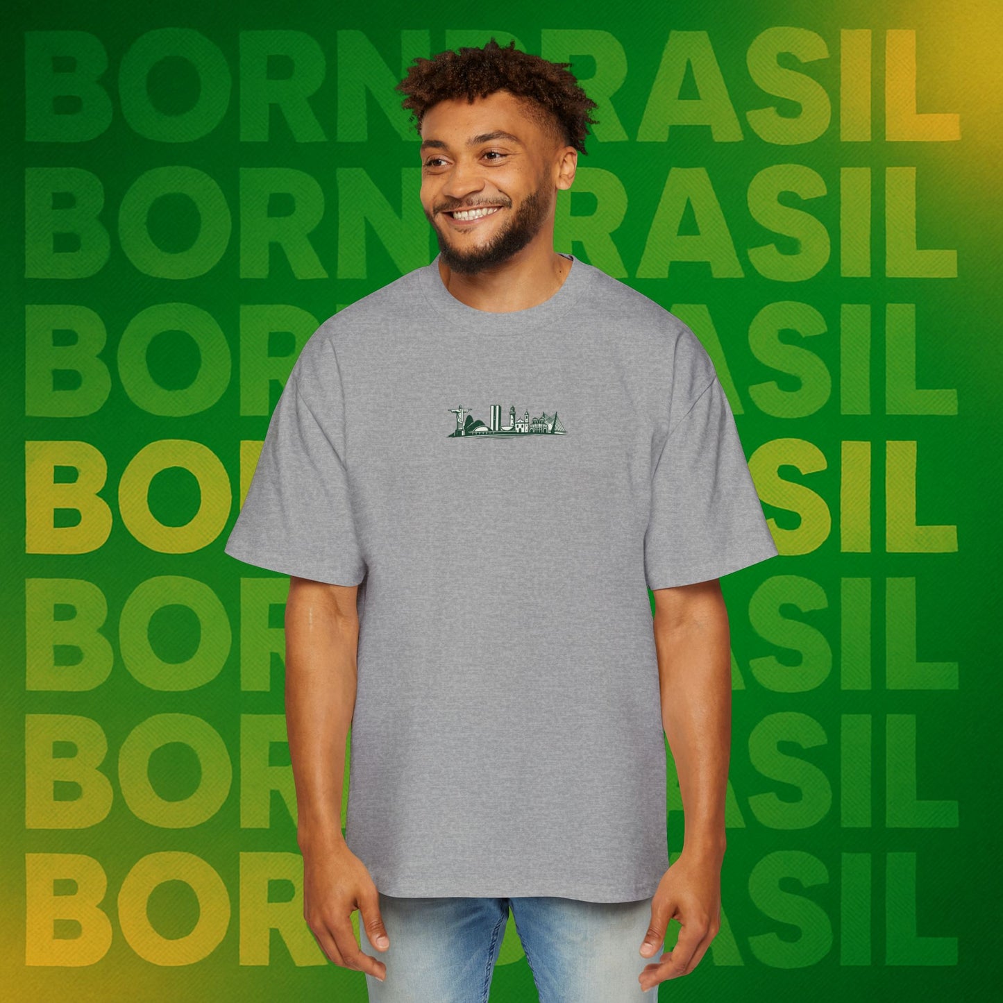 Camiseta Brasil – Skyline Nacional Hand-Drawn BornBrasil Oversized