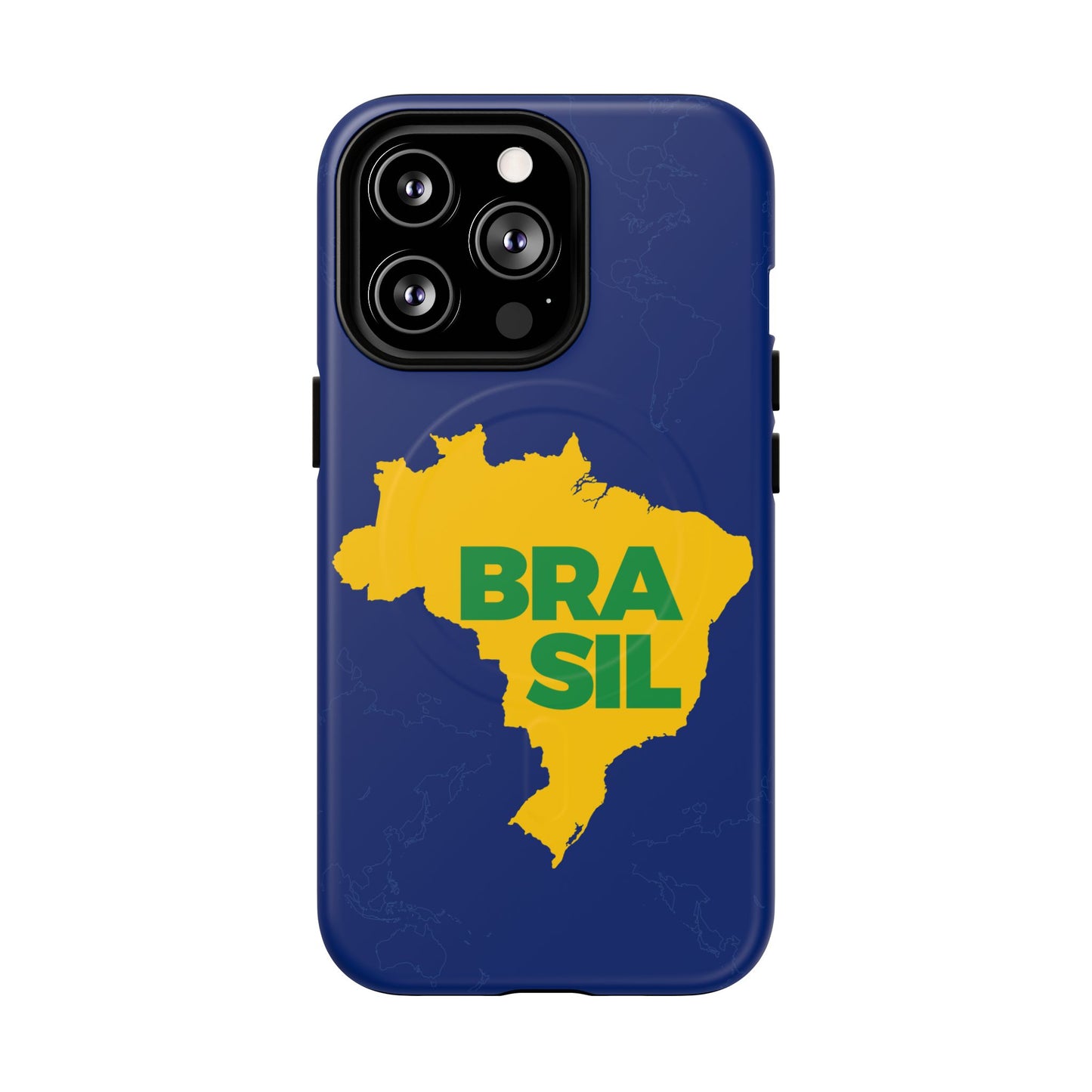 Capa MagSafe iPhone "BRASIL" Mapa Mundi - Case Magnética Premium (iPhone 13 ao 17 Pro Max)