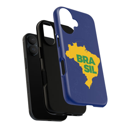 Capa MagSafe iPhone "BRASIL" Mapa Mundi - Case Magnética Premium (iPhone 13 ao 17 Pro Max)