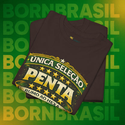 Camiseta Masculina BornBrasil Única Seleção Penta - Rumo ao Hexa Estilo Retrô