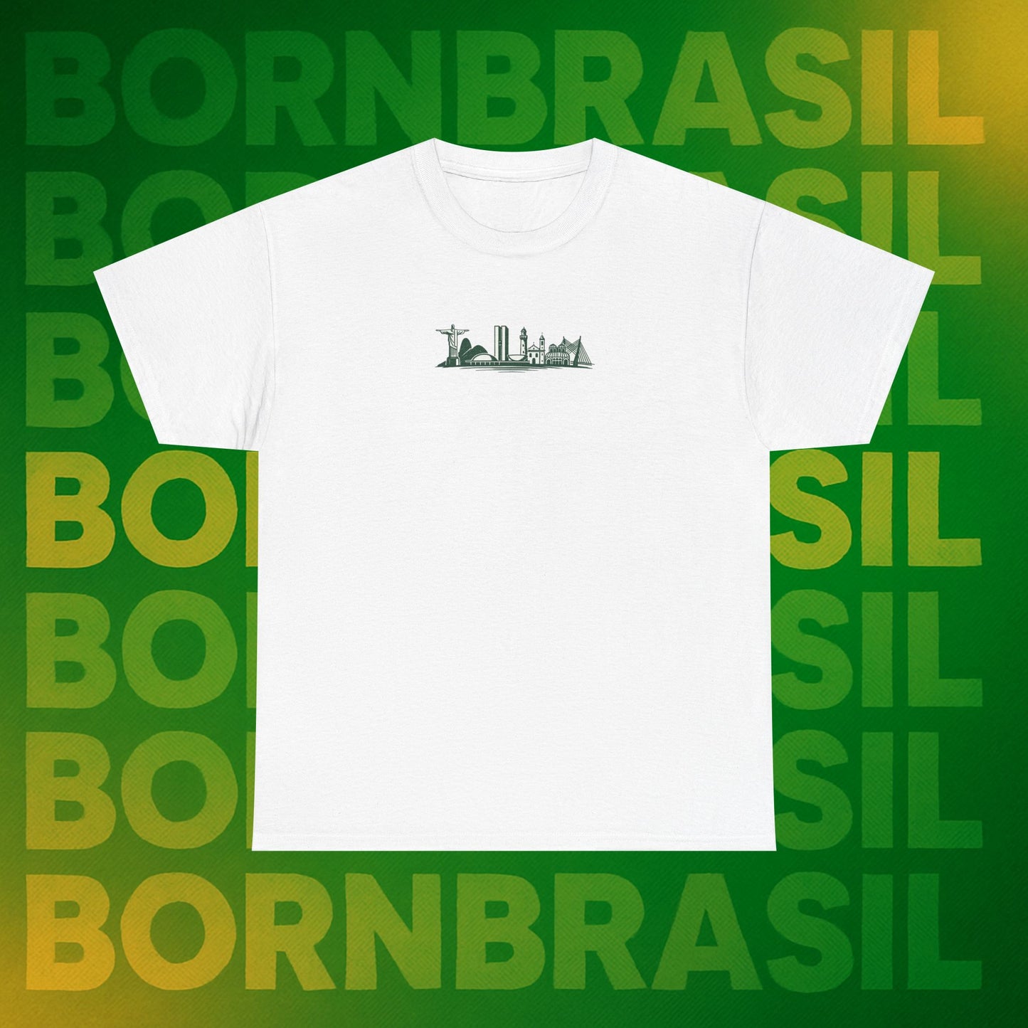 Camiseta Brasil – Skyline Nacional Hand-Drawn BornBrasil