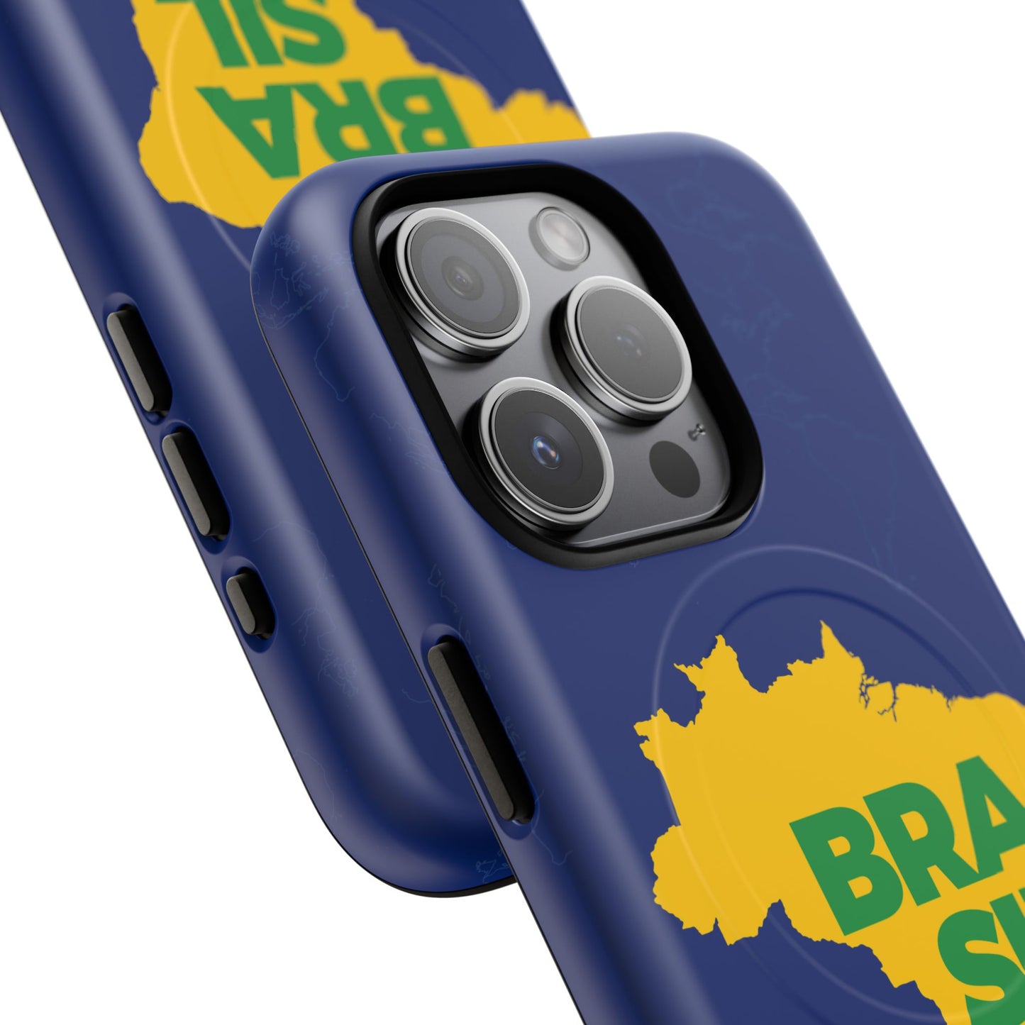 Capa MagSafe iPhone "BRASIL" Mapa Mundi - Case Magnética Premium (iPhone 13 ao 17 Pro Max)