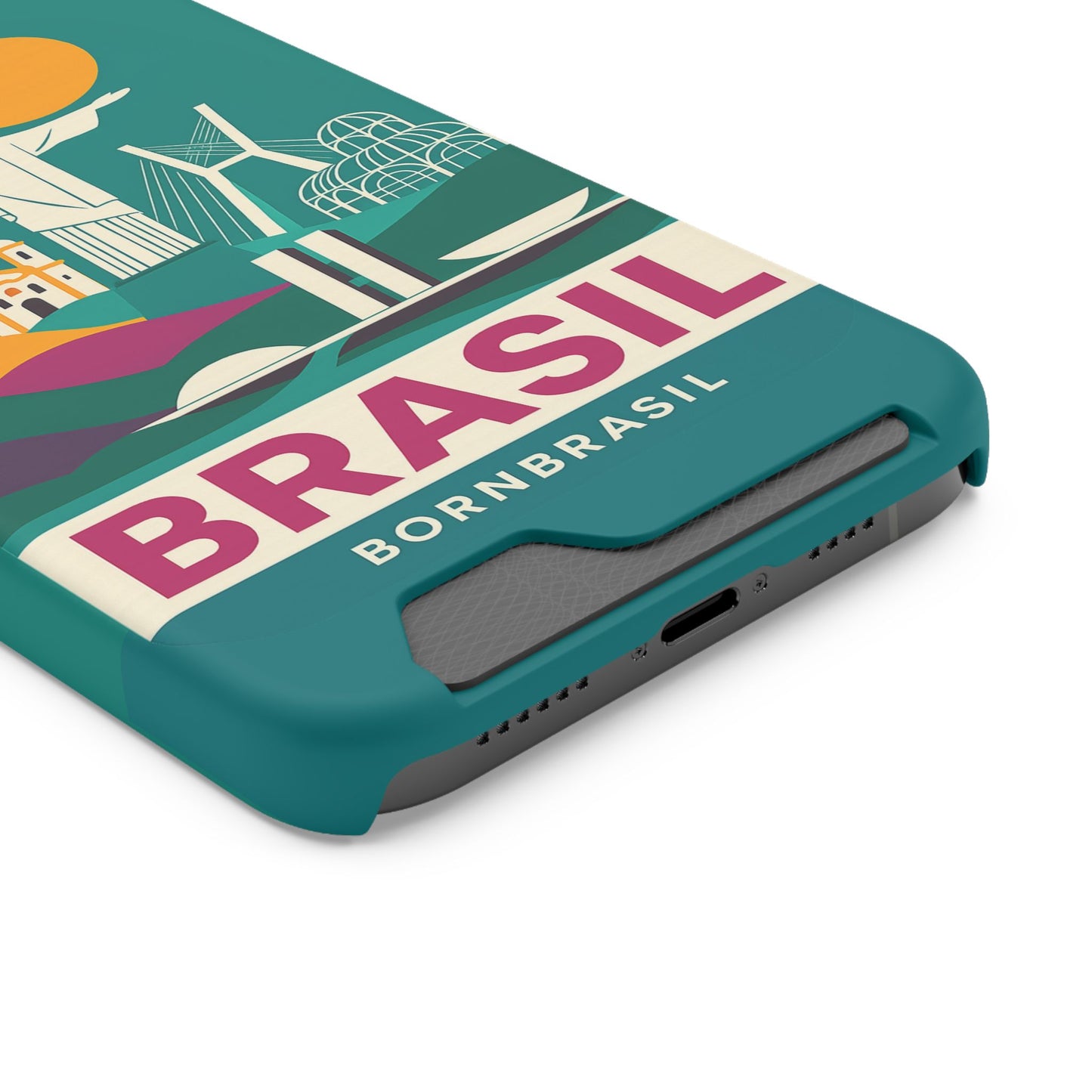 Capa Porta-Cartão iPhone "Aquarela do Brasil" - Wallet Case Vintage (iPhone 13 ao 17 Pro Max)