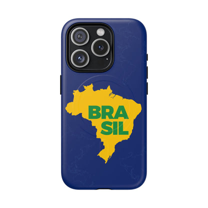 Capa MagSafe iPhone "BRASIL" Mapa Mundi - Case Magnética Premium (iPhone 13 ao 17 Pro Max)