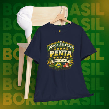 Camiseta Masculina BornBrasil Única Seleção Penta - Rumo ao Hexa Estilo Retrô