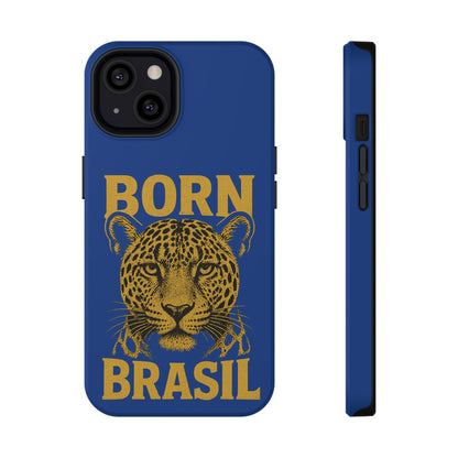 Capinha iPhone Impact-Resistant “Born Brasil Onça” – Proteção Premium do 11 ao 17 Pro Max | BornBrasil