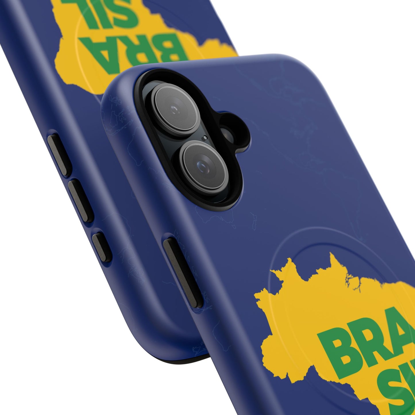Capa MagSafe iPhone "BRASIL" Mapa Mundi - Case Magnética Premium (iPhone 13 ao 17 Pro Max)