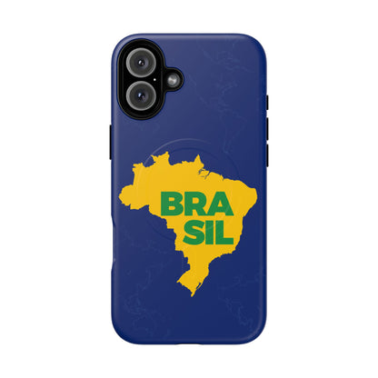 Capa MagSafe iPhone "BRASIL" Mapa Mundi - Case Magnética Premium (iPhone 13 ao 17 Pro Max)