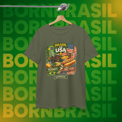 Camiseta Masculina BornBrasil Feijoada vs Hot Dog