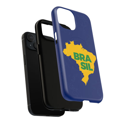 Capa MagSafe iPhone "BRASIL" Mapa Mundi - Case Magnética Premium (iPhone 13 ao 17 Pro Max)