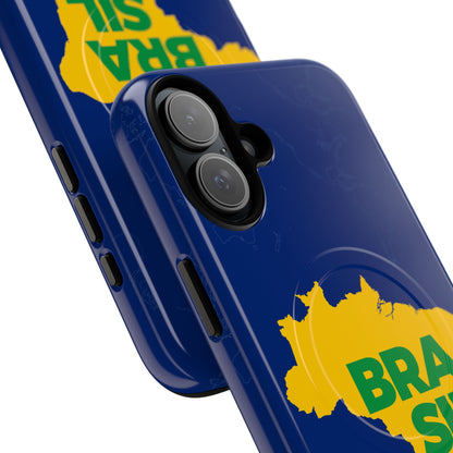 Capa MagSafe iPhone "BRASIL" Mapa Mundi - Case Magnética Premium (iPhone 13 ao 17 Pro Max)