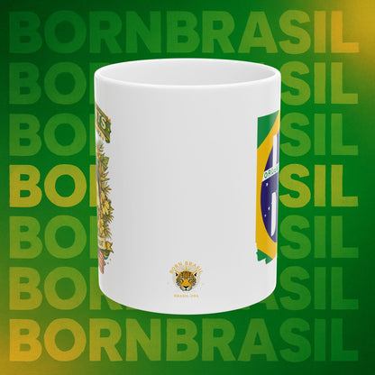Caneca BornBrasil “BR + Immigrants Engrandecem a America” – Cerâmica 11oz e 15oz | Frente e Verso