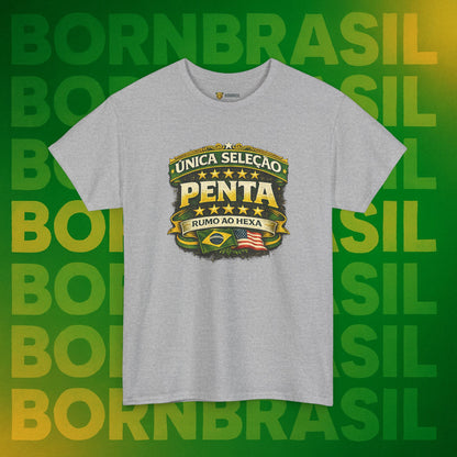 Camiseta Masculina BornBrasil Única Seleção Penta - Rumo ao Hexa Estilo Retrô