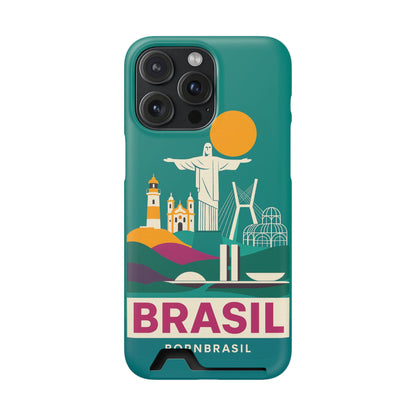 Capa Porta-Cartão iPhone "Aquarela do Brasil" - Wallet Case Vintage (iPhone 13 ao 17 Pro Max)
