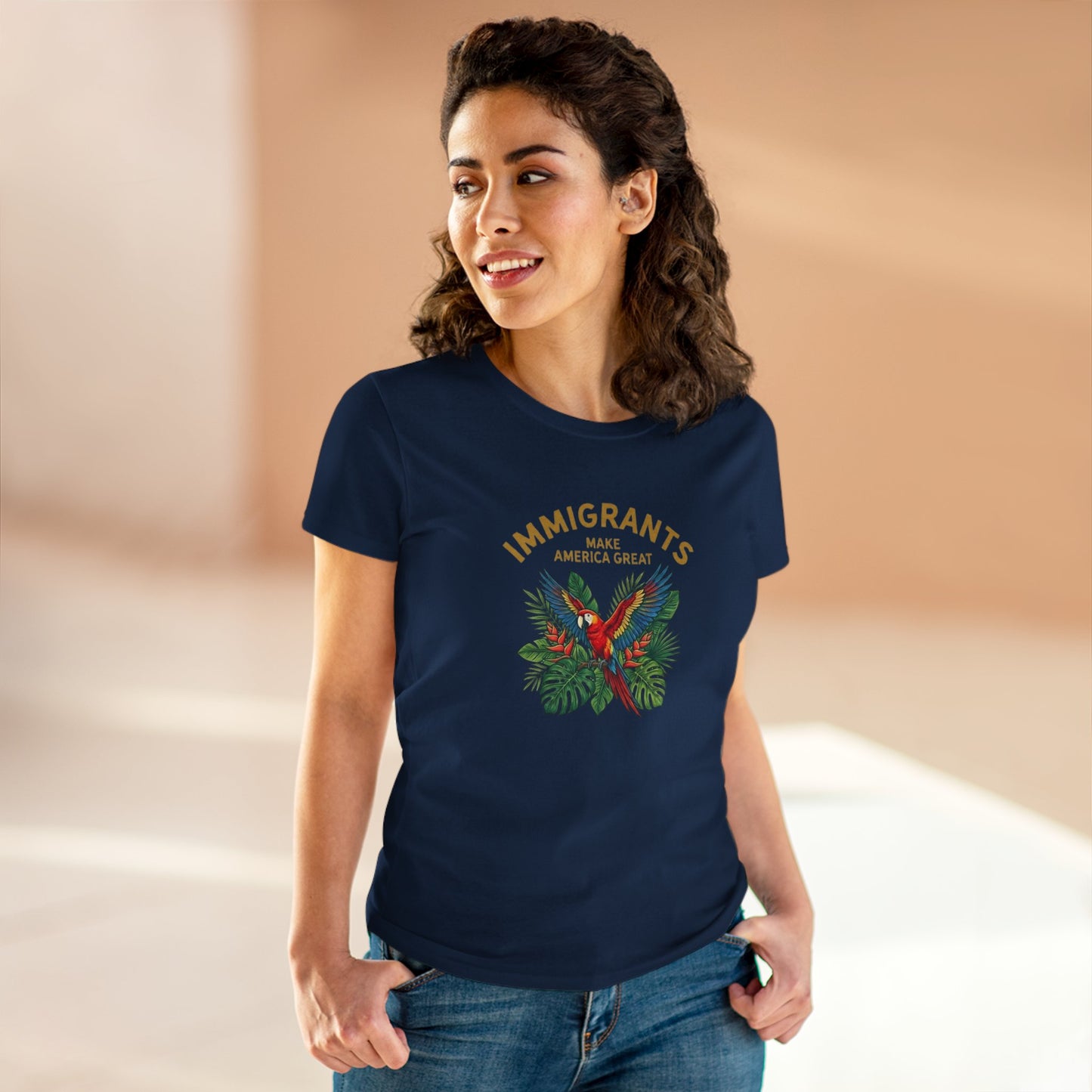 Camiseta Babylook Feminina “Immigrants Make America Great” – Orgulho Imigrante | BornBrasil