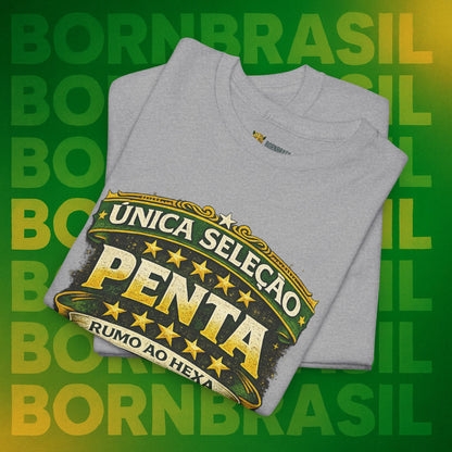 Camiseta Masculina BornBrasil Única Seleção Penta - Rumo ao Hexa Estilo Retrô