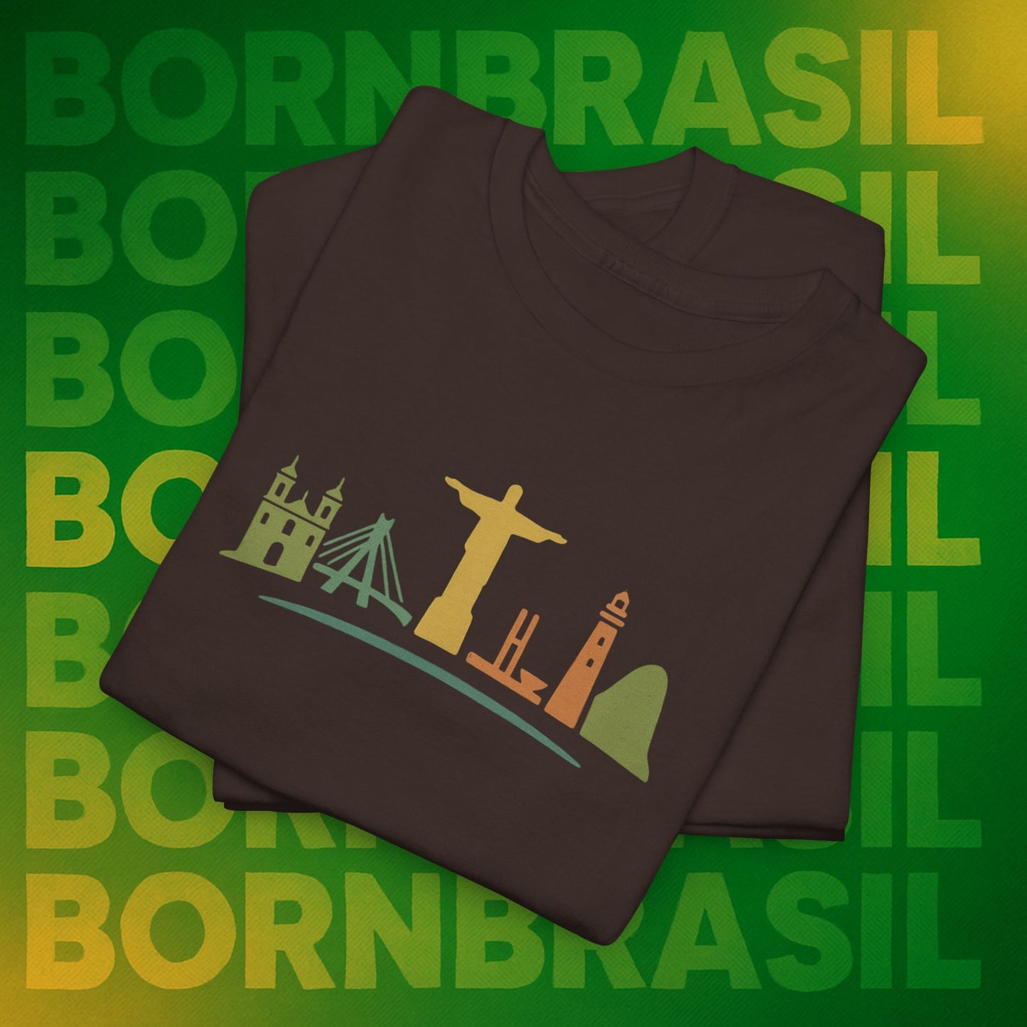 Camiseta Skyline Nacional – Arte Hand-Drawn BornBrasil