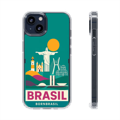 Capa MagSafe Transparente "Cartão Postal" – Monumentos do Brasil (iPhone 12 ao 16 Pro Max)