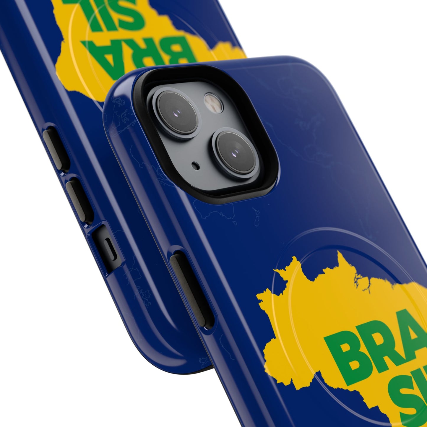 Capa MagSafe iPhone "BRASIL" Mapa Mundi - Case Magnética Premium (iPhone 13 ao 17 Pro Max)