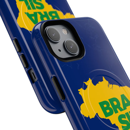Capa MagSafe iPhone "BRASIL" Mapa Mundi - Case Magnética Premium (iPhone 13 ao 17 Pro Max)
