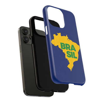 Capa MagSafe iPhone "BRASIL" Mapa Mundi - Case Magnética Premium (iPhone 13 ao 17 Pro Max)