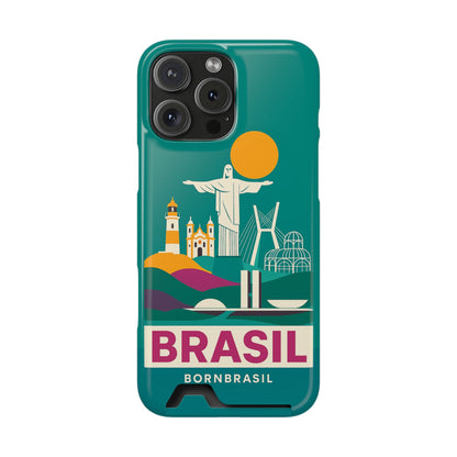 Capa Porta-Cartão iPhone "Aquarela do Brasil" - Wallet Case Vintage (iPhone 13 ao 17 Pro Max)