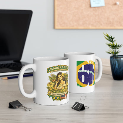 Copy of Caneca BornBrasil “BR + Immigrants Engrandecem a America” – Cerâmica 11oz e 15oz | Frente e Verso