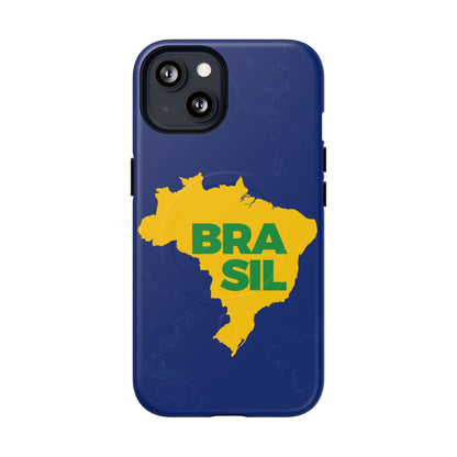 Capa MagSafe iPhone "BRASIL" Mapa Mundi - Case Magnética Premium (iPhone 13 ao 17 Pro Max)