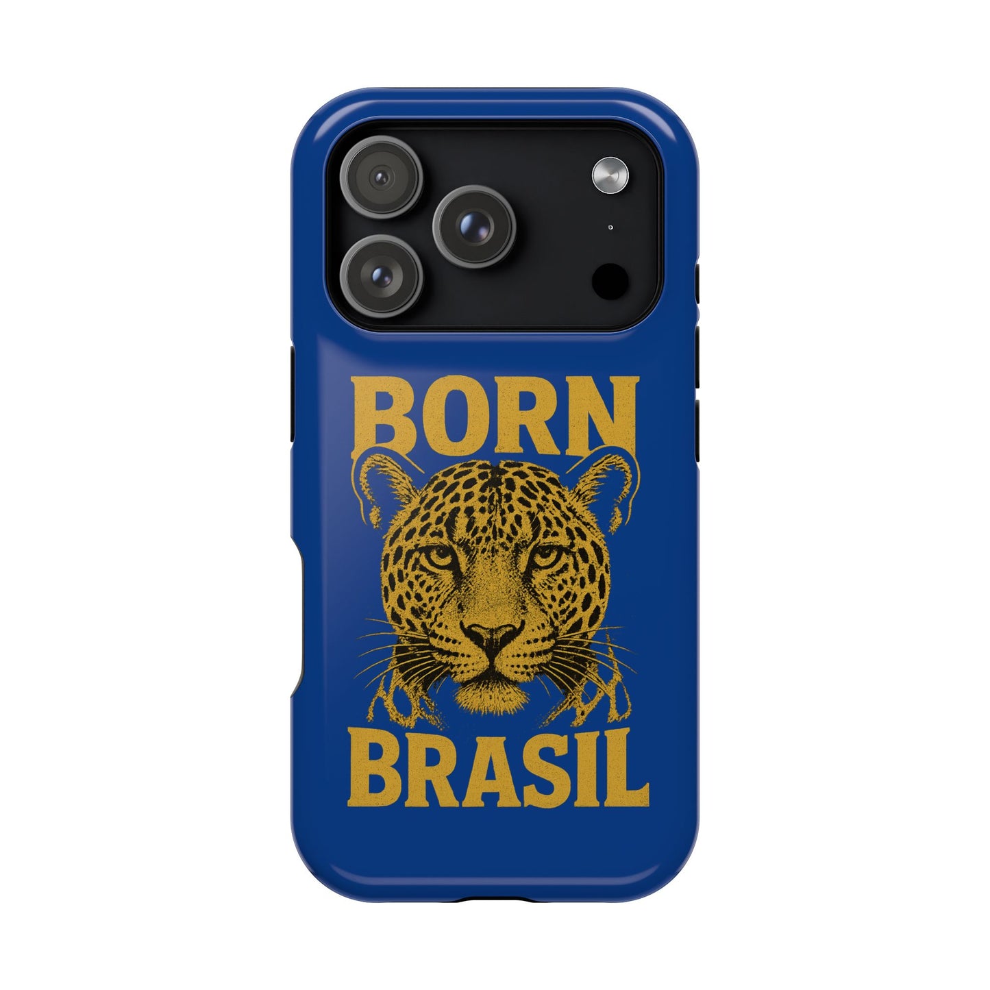 Capinha iPhone Impact-Resistant “Born Brasil Onça” – Proteção Premium do 11 ao 17 Pro Max | BornBrasil