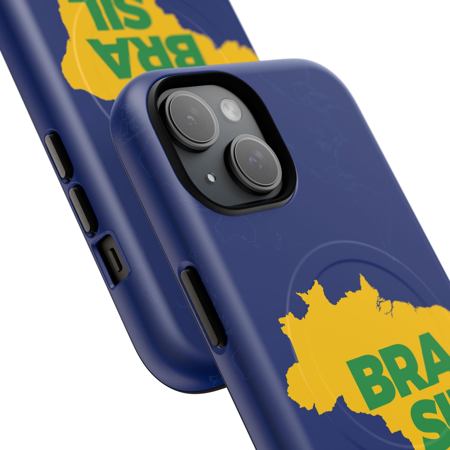 Capa MagSafe iPhone "BRASIL" Mapa Mundi - Case Magnética Premium (iPhone 13 ao 17 Pro Max)