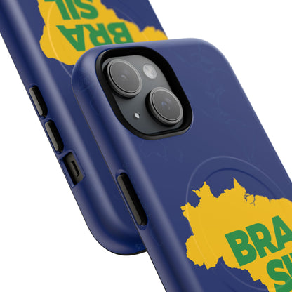 Capa MagSafe iPhone "BRASIL" Mapa Mundi - Case Magnética Premium (iPhone 13 ao 17 Pro Max)