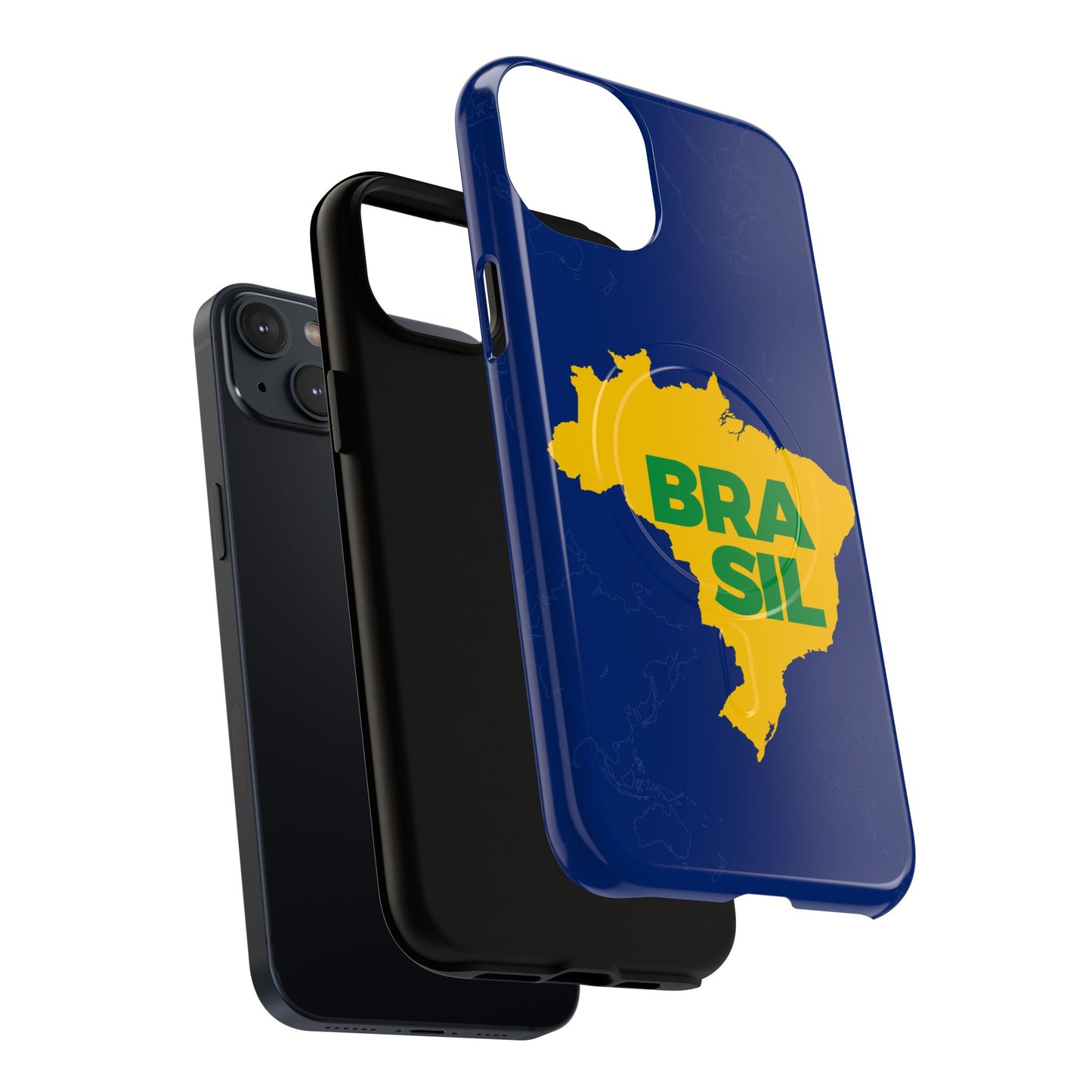 Capa MagSafe iPhone "BRASIL" Mapa Mundi - Case Magnética Premium (iPhone 13 ao 17 Pro Max)