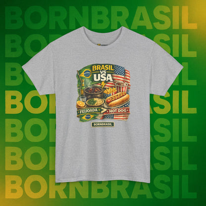 Camiseta Masculina BornBrasil Feijoada vs Hot Dog