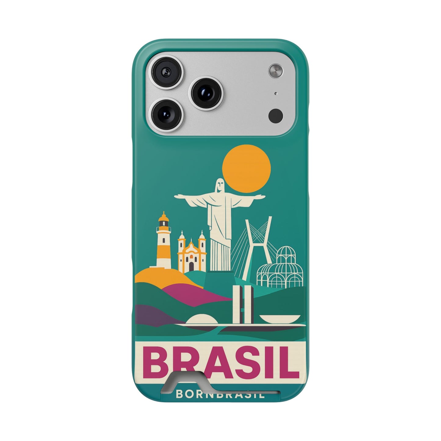 Capa Porta-Cartão iPhone "Aquarela do Brasil" - Wallet Case Vintage (iPhone 13 ao 17 Pro Max)