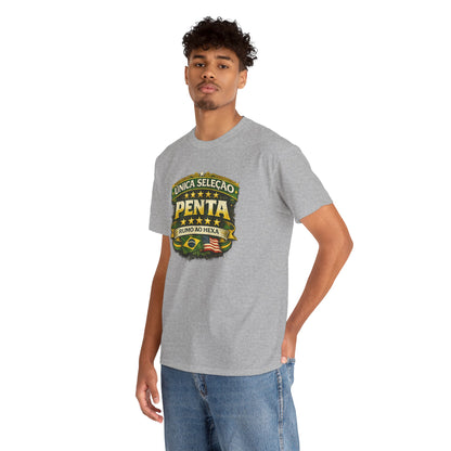 Camiseta Masculina BornBrasil Única Seleção Penta - Rumo ao Hexa Estilo Retrô