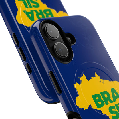 Capa MagSafe iPhone "BRASIL" Mapa Mundi - Case Magnética Premium (iPhone 13 ao 17 Pro Max)